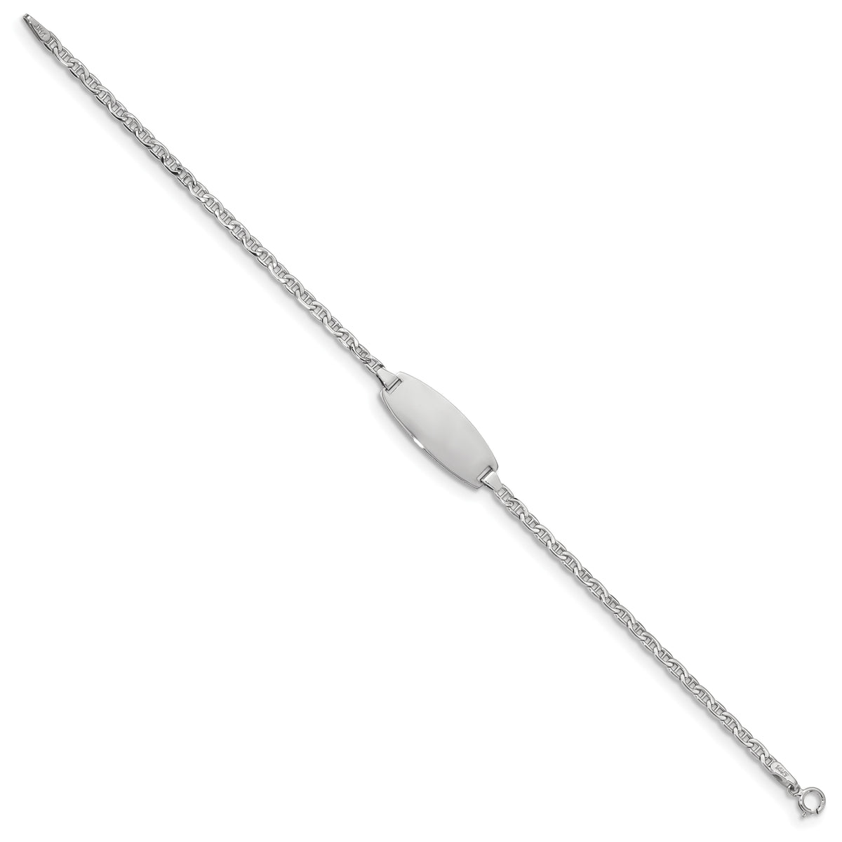 14k White Gold Semi-Solid Oval Anchor ID Bracelet-DCID145W-6