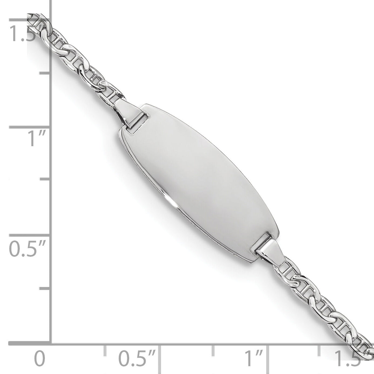 14k White Gold Semi-Solid Oval Anchor ID Bracelet-DCID145W-7