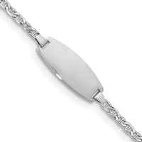 14k White Gold Semi-Solid Oval Anchor ID Bracelet-DCID145W-6