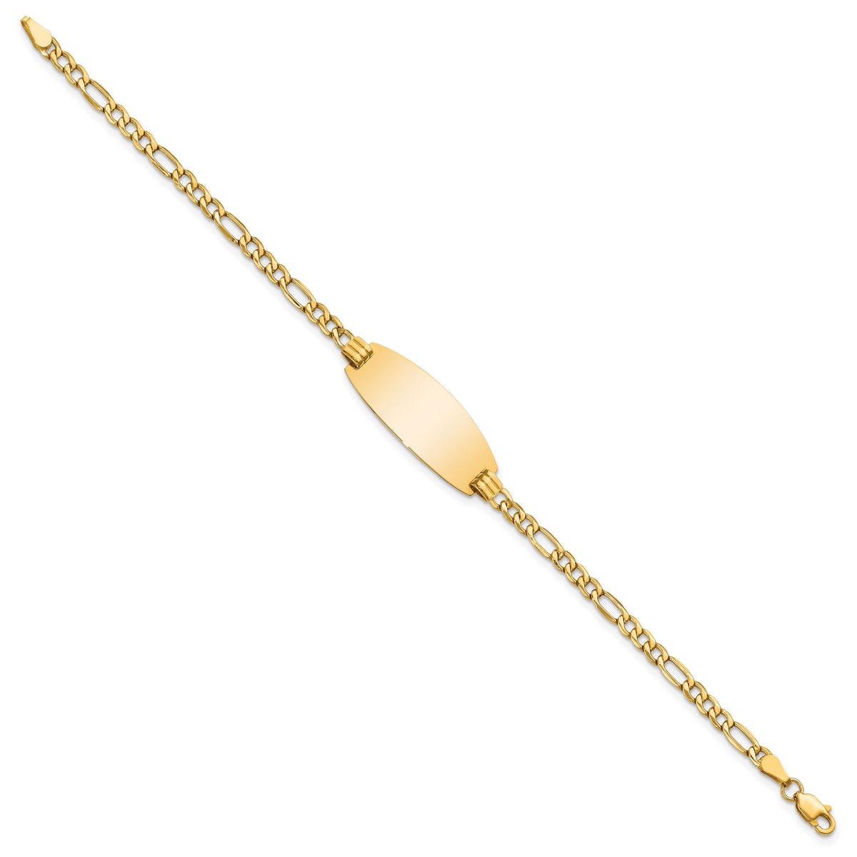 14k Semi-Solid Oval ID Figaro Bracelet-DCID146-7