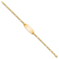 14k Semi-Solid Oval ID Figaro Bracelet-DCID146-8