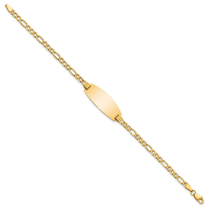 14k Semi-Solid Oval ID Figaro Bracelet-DCID146-8