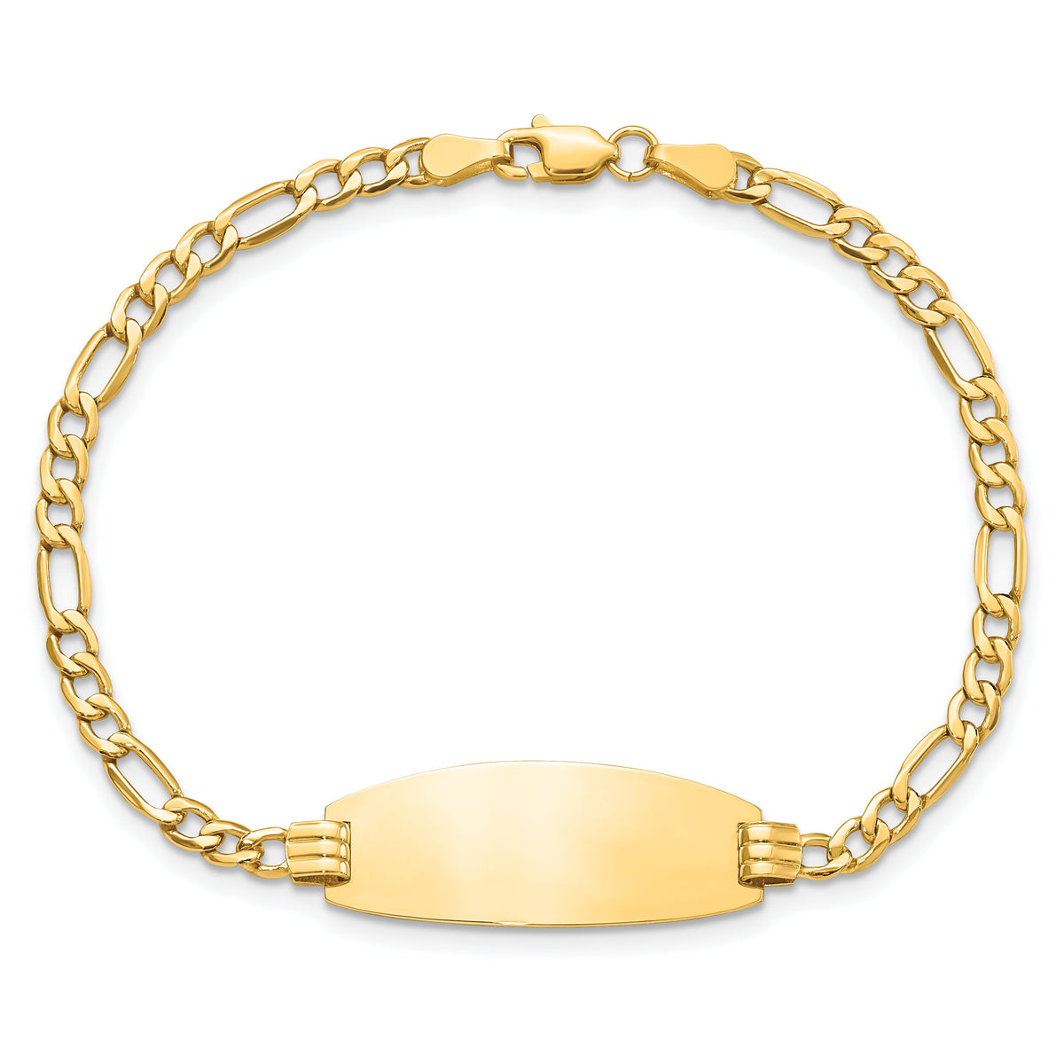 14k Semi-Solid Oval ID Figaro Bracelet-DCID146-7