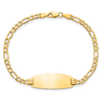 14k Semi-Solid Oval ID Figaro Bracelet-DCID146-8