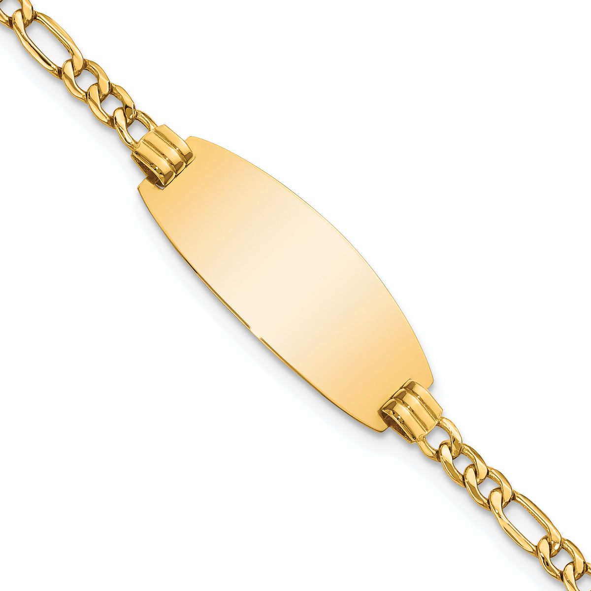 14k Semi-Solid Oval ID Figaro Bracelet-DCID146-7