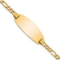 14k Semi-Solid Oval ID Figaro Bracelet-DCID146-7