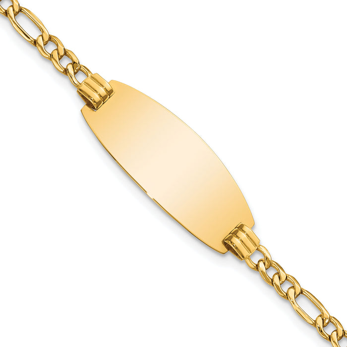 14k Semi-Solid Oval ID Figaro Bracelet-DCID146-8