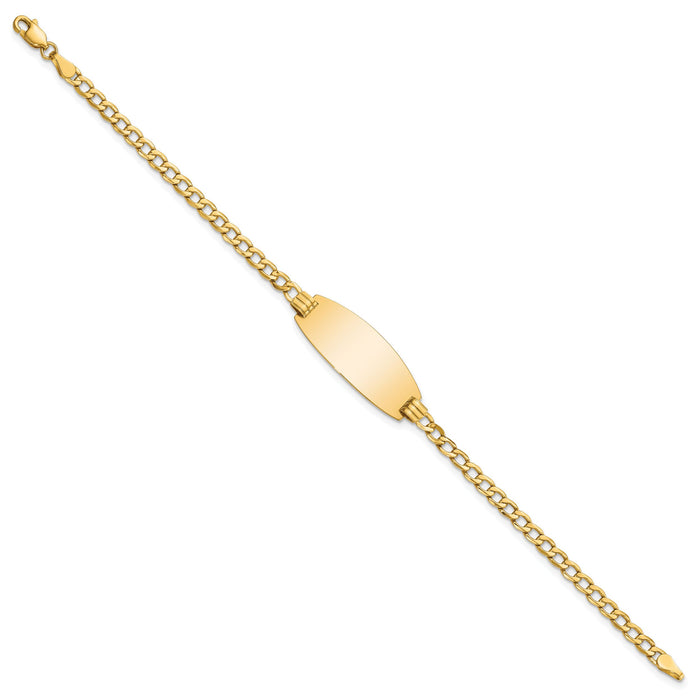14k Semi-Solid Oval Curb ID Bracelet-DCID147-7