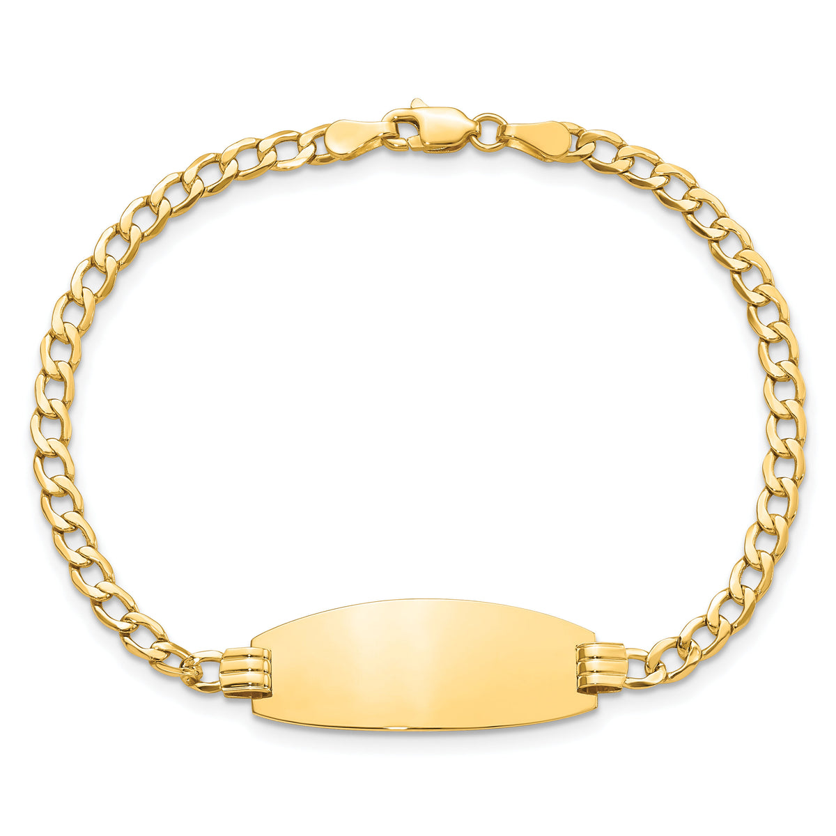 14k Semi-Solid Oval Curb ID Bracelet-DCID147-7