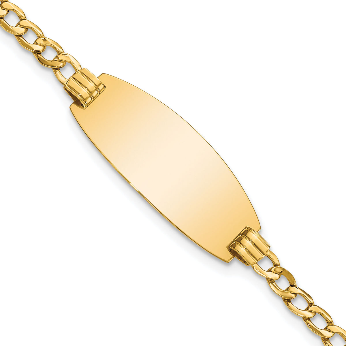 14k Semi-Solid Oval Curb ID Bracelet-DCID147-7