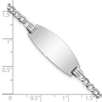 14k White Gold Semi-solid Oval Curb ID Bracelet-DCID147W-8