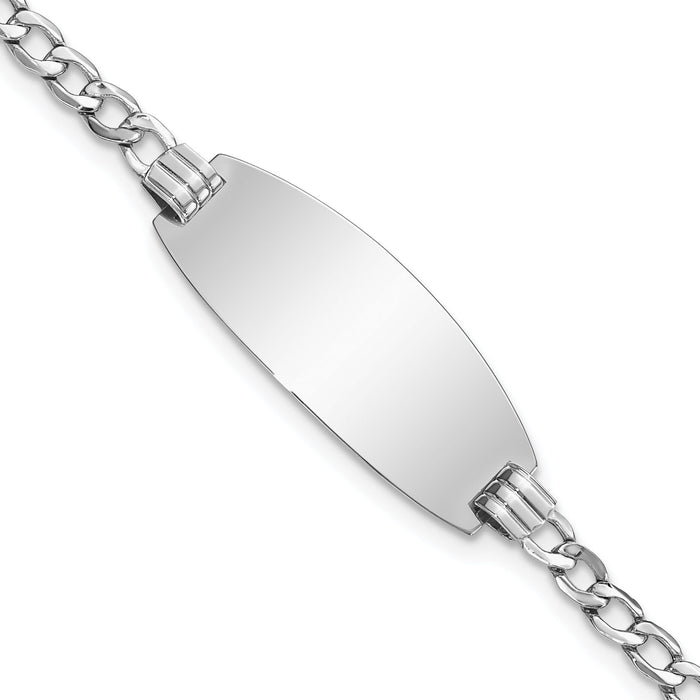 14k White Gold Semi-solid Oval Curb ID Bracelet-DCID147W-7