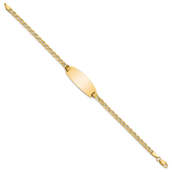 14k Semi-Solid Oval Anchor ID  Bracelet-DCID148-7