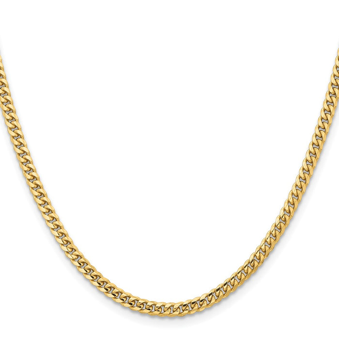 14K 26 inch 3.5mm Solid Miami Cuban Link with Lobster Clasp Chain-DCU100-26