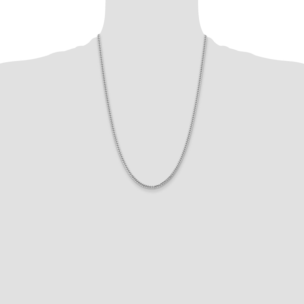 14k White Gold 3.5mm Solid Miami Cuban Chain-DCU100W-24