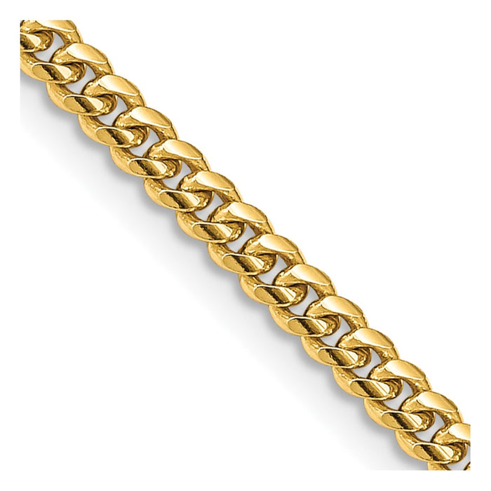 14K 26 inch 3.5mm Solid Miami Cuban Link with Lobster Clasp Chain-DCU100-26