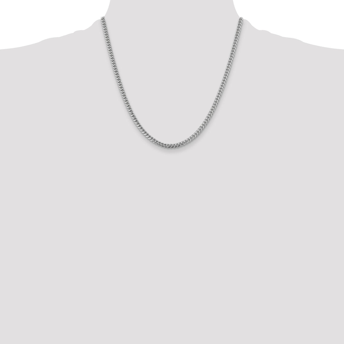 14k White Gold 4.25mm Solid Miami Cuban Chain-DCU120W-20
