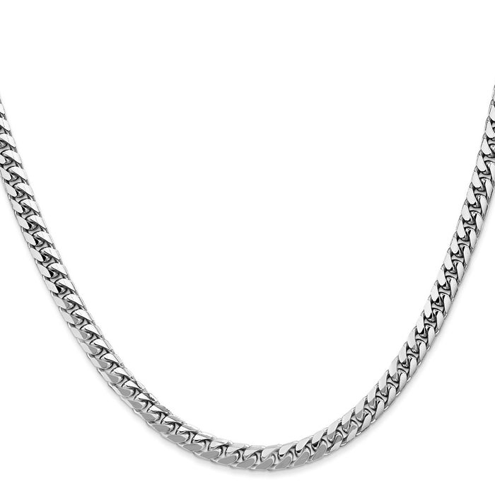 14K White Gold 26 inch 4.3mm Solid Miami Cuban Link with Lobster Clasp Chain-DCU140W-26