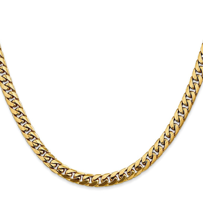 14K 24 inch 5mm Solid Miami Cuban Link with Lobster Clasp Chain-DCU160-24