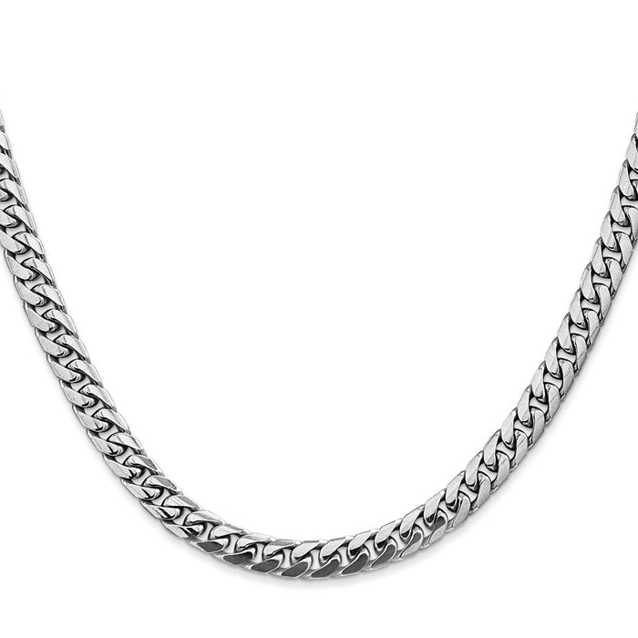 14K White Gold 18 inch 5mm Solid Miami Cuban Link with Lobster Clasp Chain-DCU160W-18
