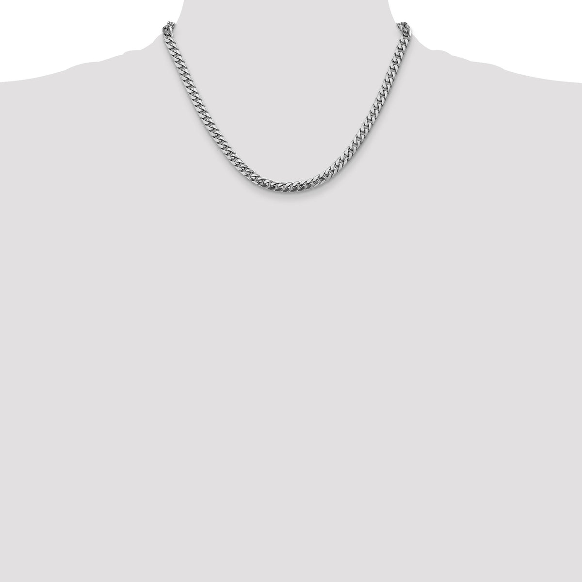 14k White Gold 5mm Solid Miami Cuban Chain-DCU160W-18