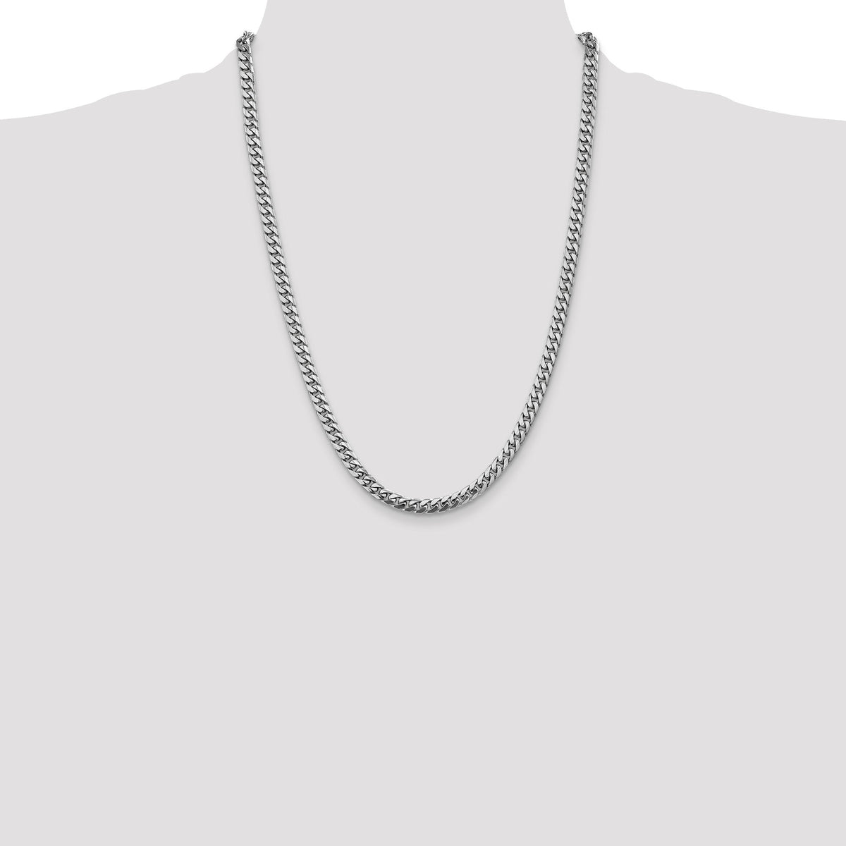 14k White Gold 5mm Solid Miami Cuban Chain-DCU160W-24