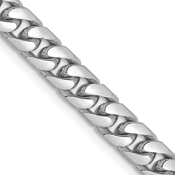 14K White Gold 18 inch 5mm Solid Miami Cuban Link with Lobster Clasp Chain-DCU160W-18