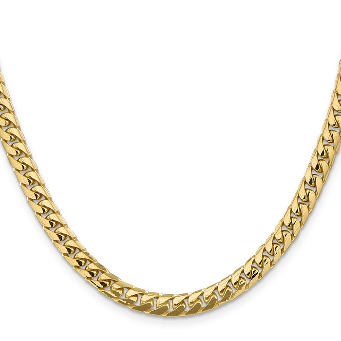 14K 20 inch 5.5mm Solid Miami Cuban Link with Lobster Clasp Chain-DCU180-20