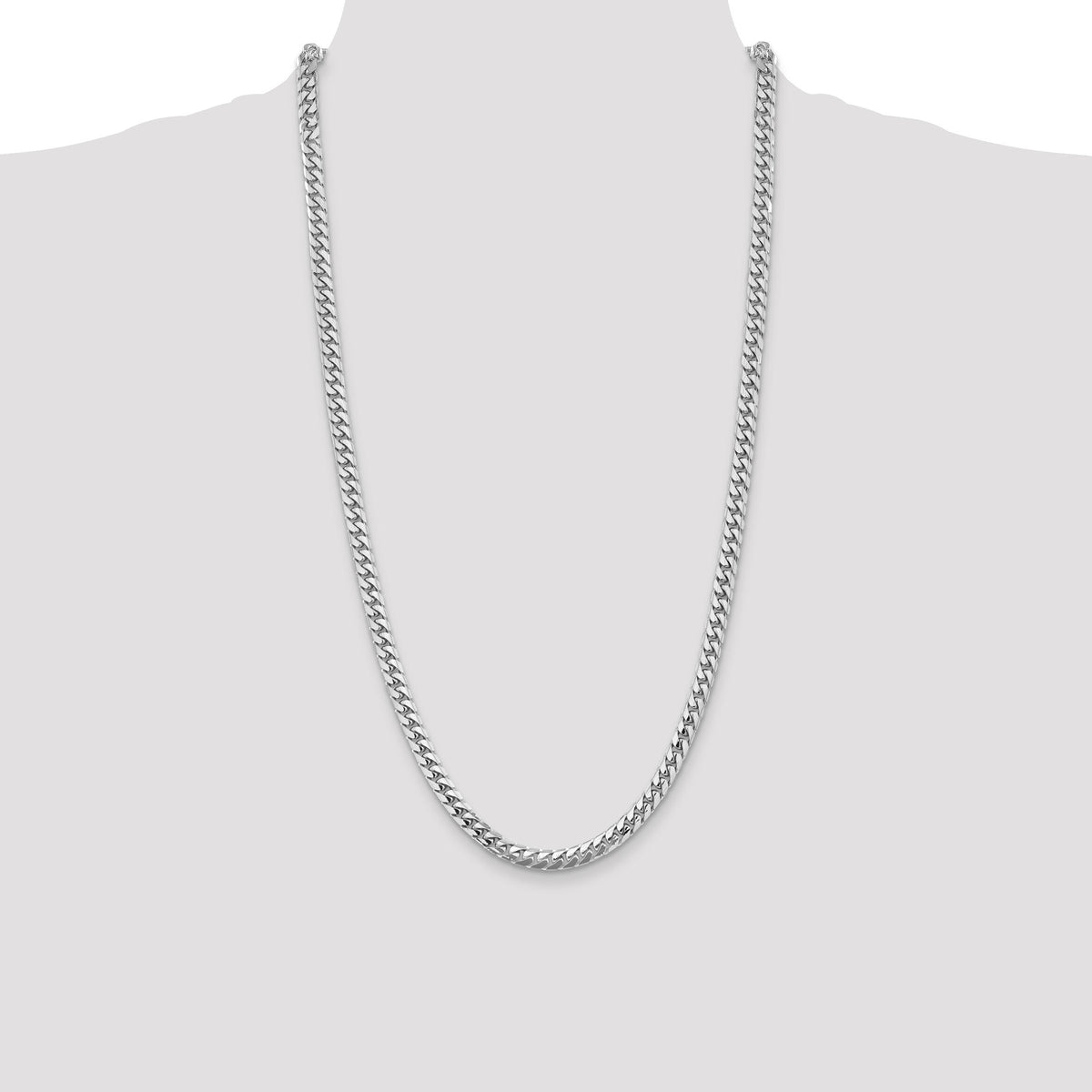 14k White Gold 5.5mm Solid Miami Cuban Chain-DCU180W-28