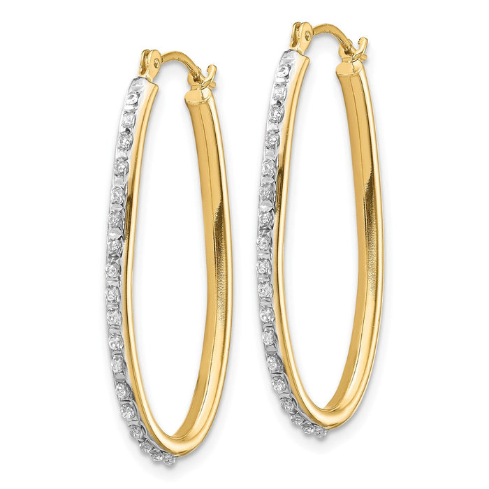 14k Diamond Fascination Oval Twist Hoop Earrings-DF111