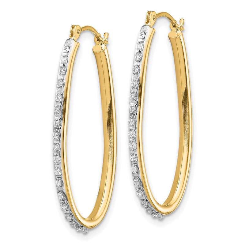 14k Diamond Fascination Oval Twist Hoop Earrings-DF111