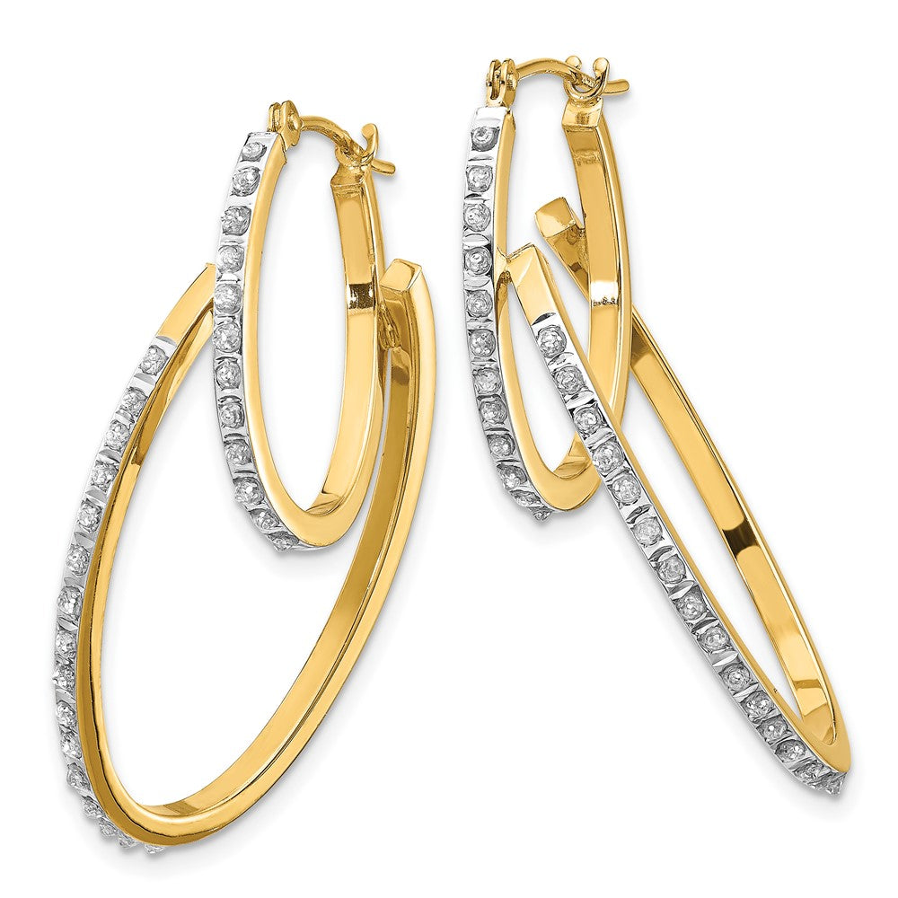 14k Diamond Fascination Hinged Double Hoop Earrings-DF113