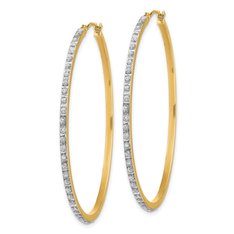 14k Diamond Fascination Large Round Hinged Hoop Earrings-DF122