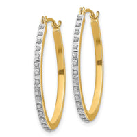 14k Diamond Fascination Oval Hinged Hoop Earrings-DF124