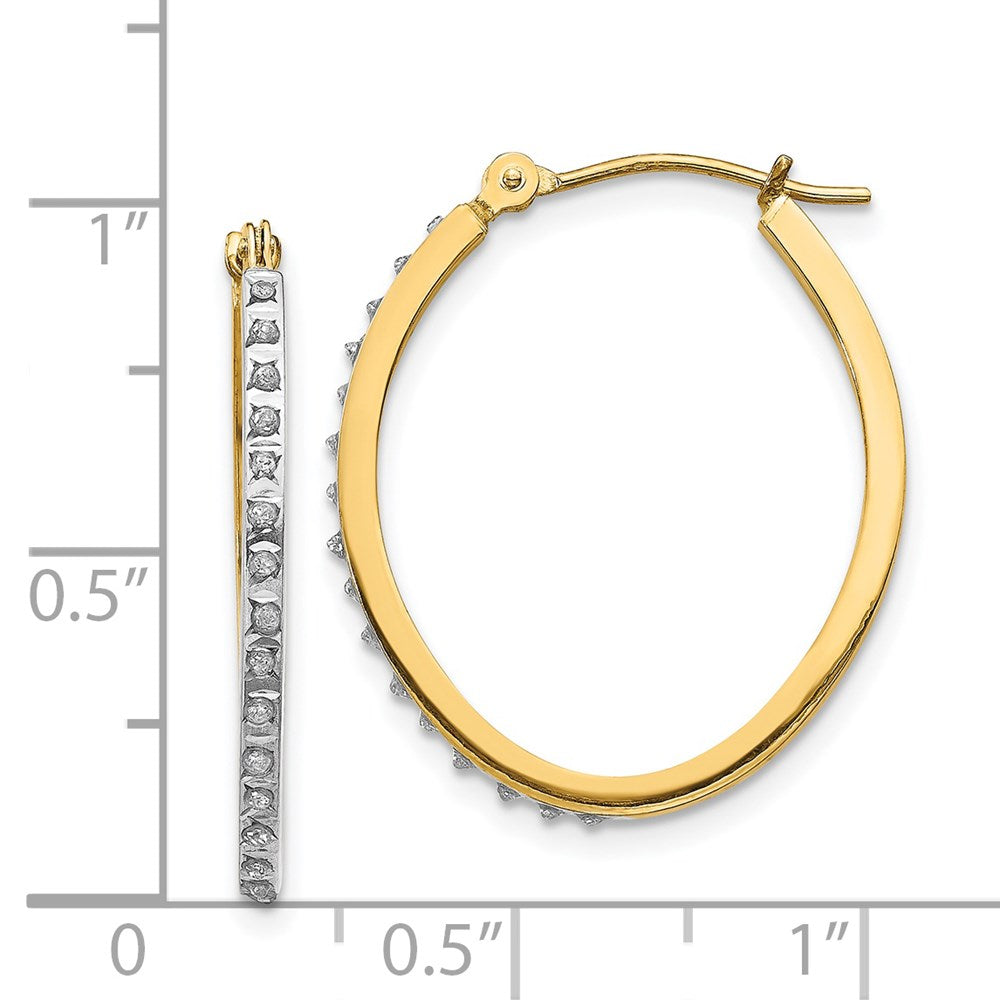 14k Diamond Fascination Oval Hinged Hoop Earrings-DF124