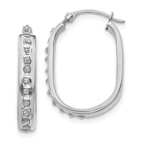 14k White Gold Diamond Fascination Squared Hinged Hoop Earrings-DF131