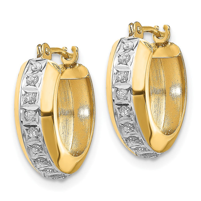 14kDiamond Fascination Round Huggy Hinged Hoop Earrings-DF133