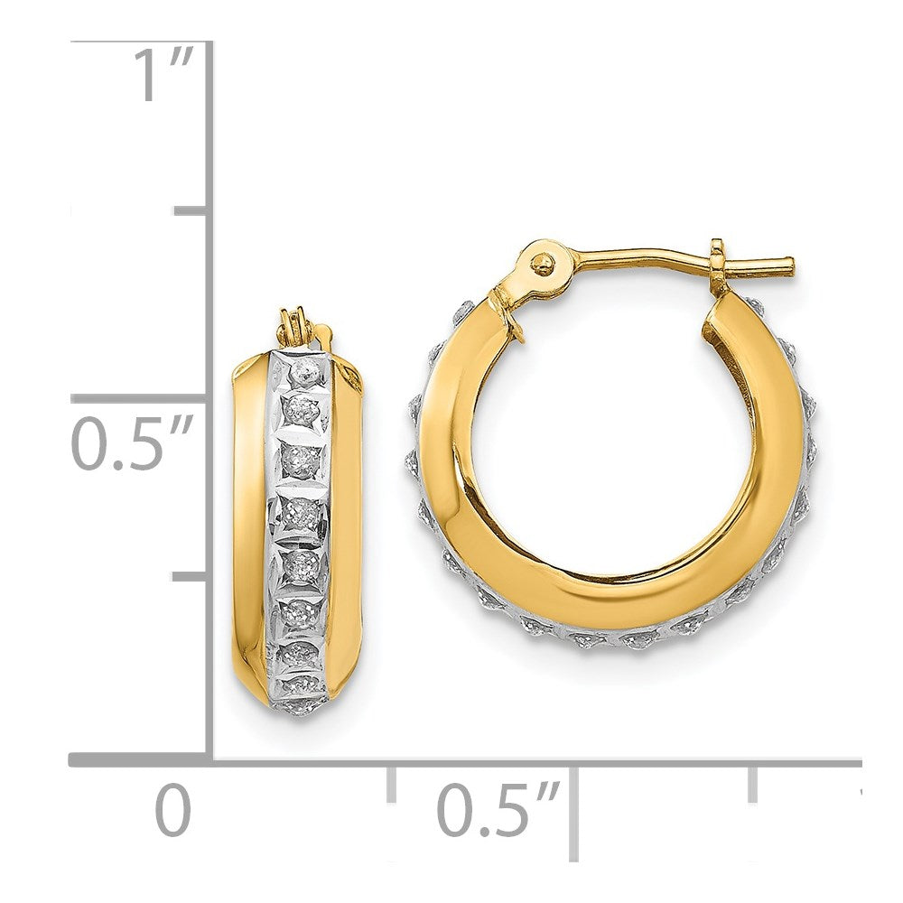 14kDiamond Fascination Round Huggy Hinged Hoop Earrings-DF133