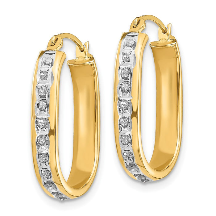 14k Diamond Fascination Squared Hinged Hoop Earrings-DF136