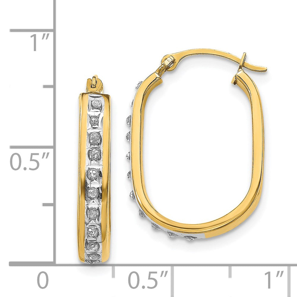 14k Diamond Fascination Squared Hinged Hoop Earrings-DF136