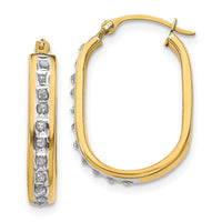 14k Diamond Fascination Squared Hinged Hoop Earrings-DF136