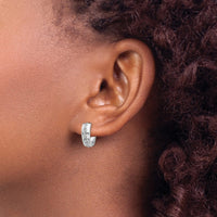 14k White Gold Diamond Fascination Round Huggy Hoop Earrings-DF140