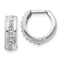 14k White Gold Diamond Fascination Round Huggy Hoop Earrings-DF140