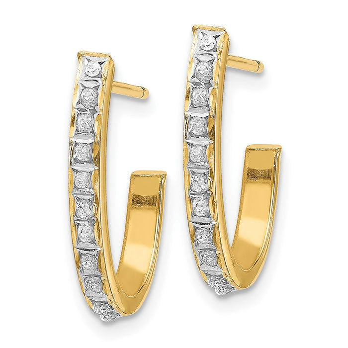 14k Diamond Fascination Post J Hoop Earrings-DF144