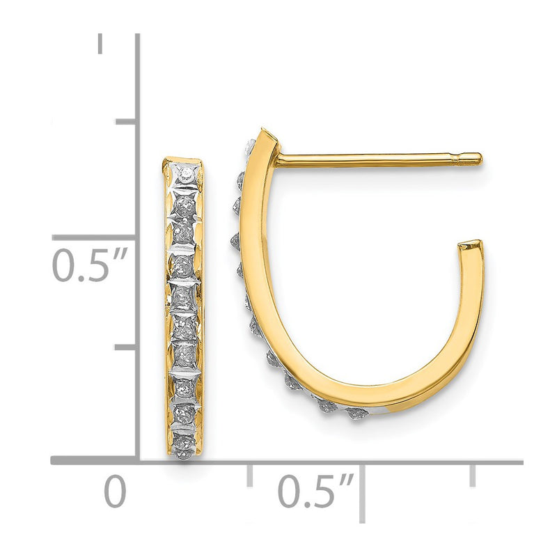 14k Diamond Fascination Post J Hoop Earrings-DF144