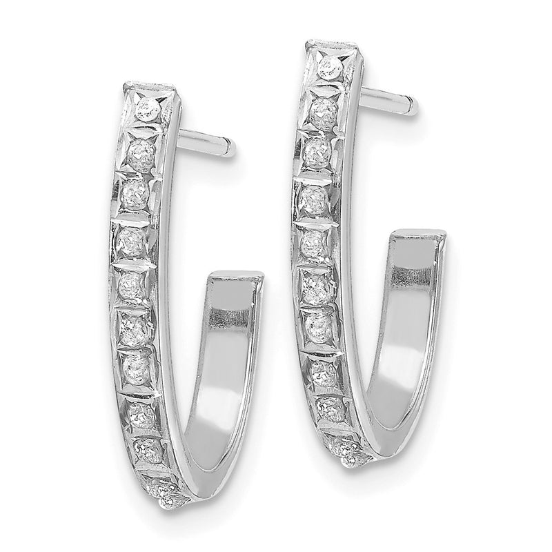 14k White Gold Diamond Fascination Hoop Earrings-DF160