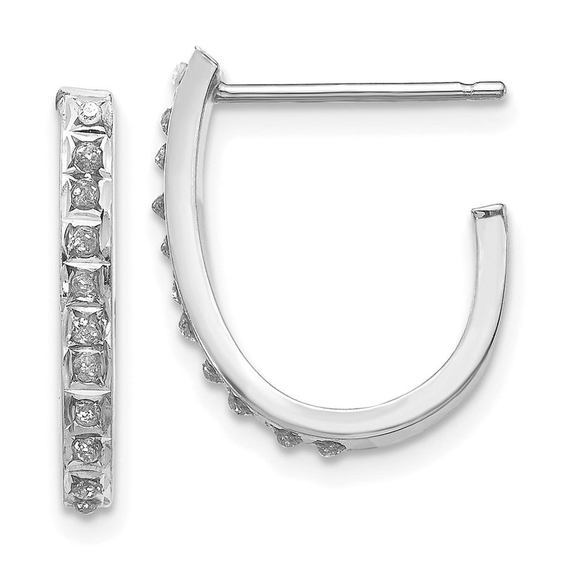 14k White Gold Diamond Fascination Hoop Earrings-DF160