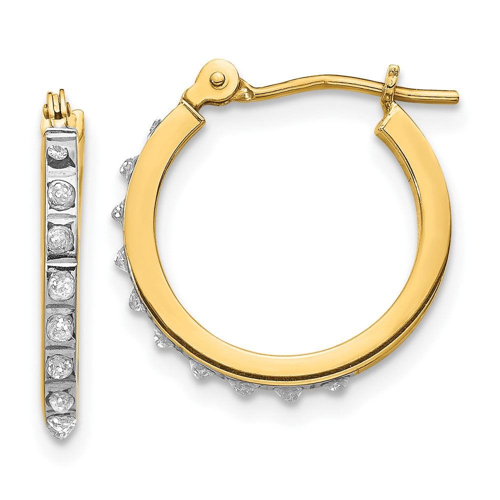 14k Diamond Fascination Small Hinged Hoop Earrings-DF172