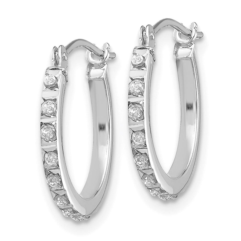 14k White Gold Diamond Fascination Hinged Hoop Earrings-DF176