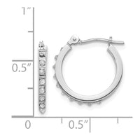 14k White Gold Diamond Fascination Hinged Hoop Earrings-DF176